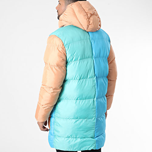 Doudoune Capuche MNT-10020 Turquoise Bleu Clair Saumon
