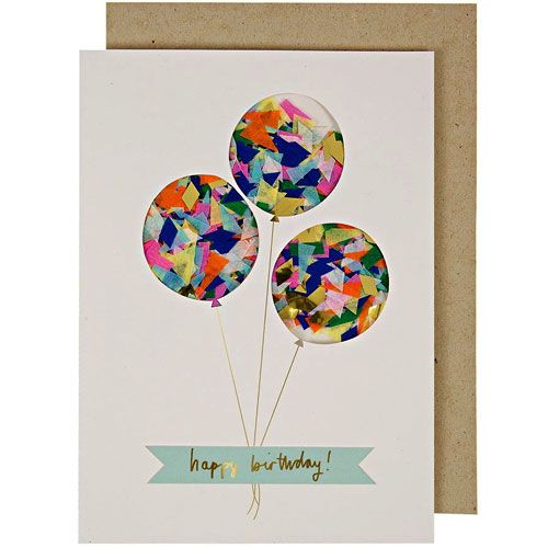 Meri meri verjaardagskaart confetti ballonnen