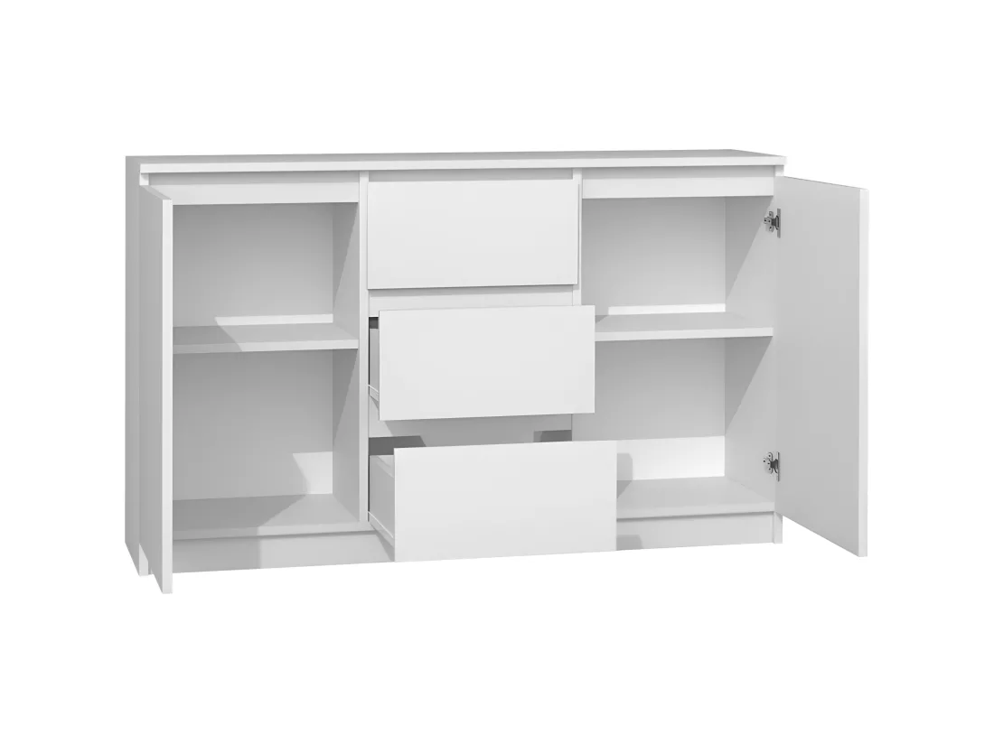 CAZAR | Commode moderne 2 portes + 3 tiroirs chambre/salon/bureau| Dimensions : 75x120x40 | Design minimaliste | Meuble fonctionnel