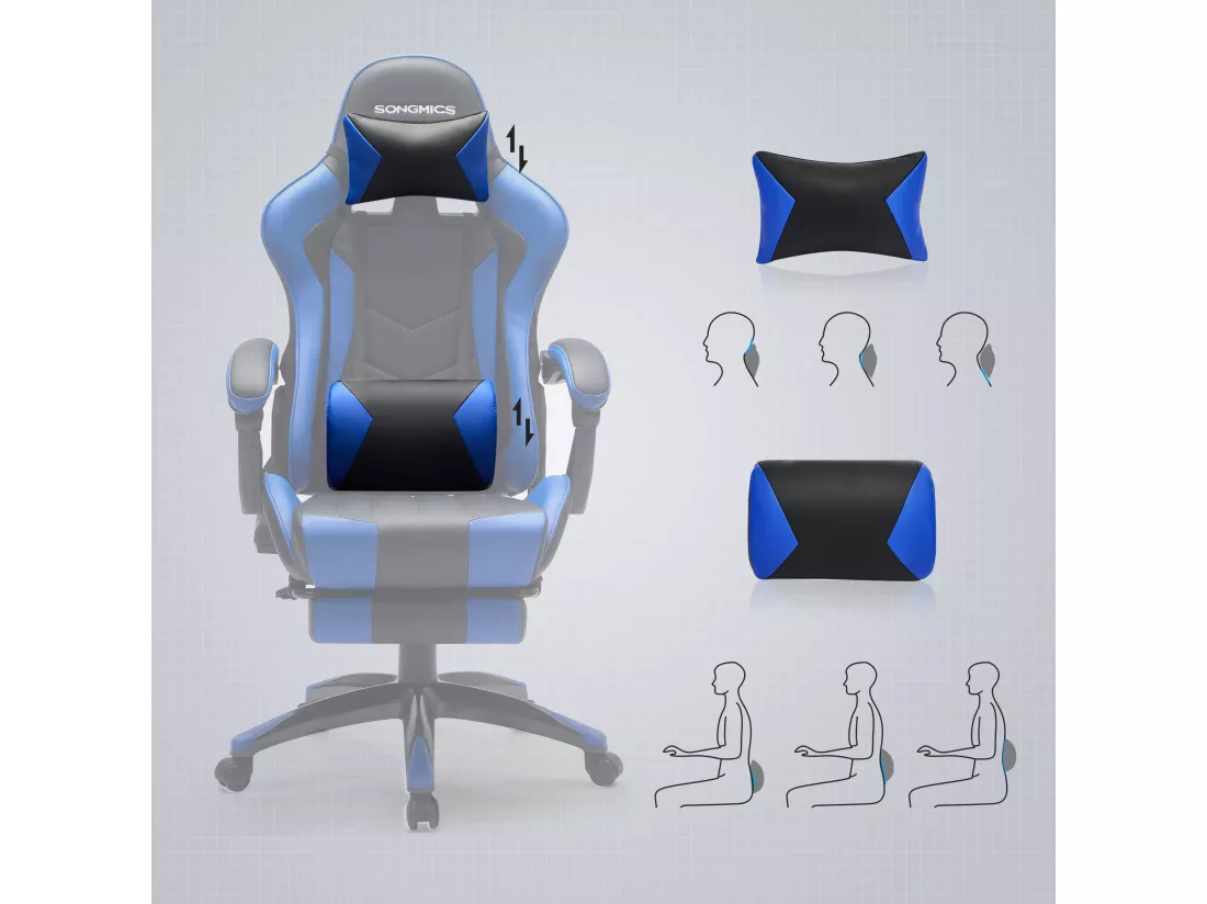 Fauteuil gamer chaise gaming bleue 66 x 73 x 123.5 cm 12_0001424