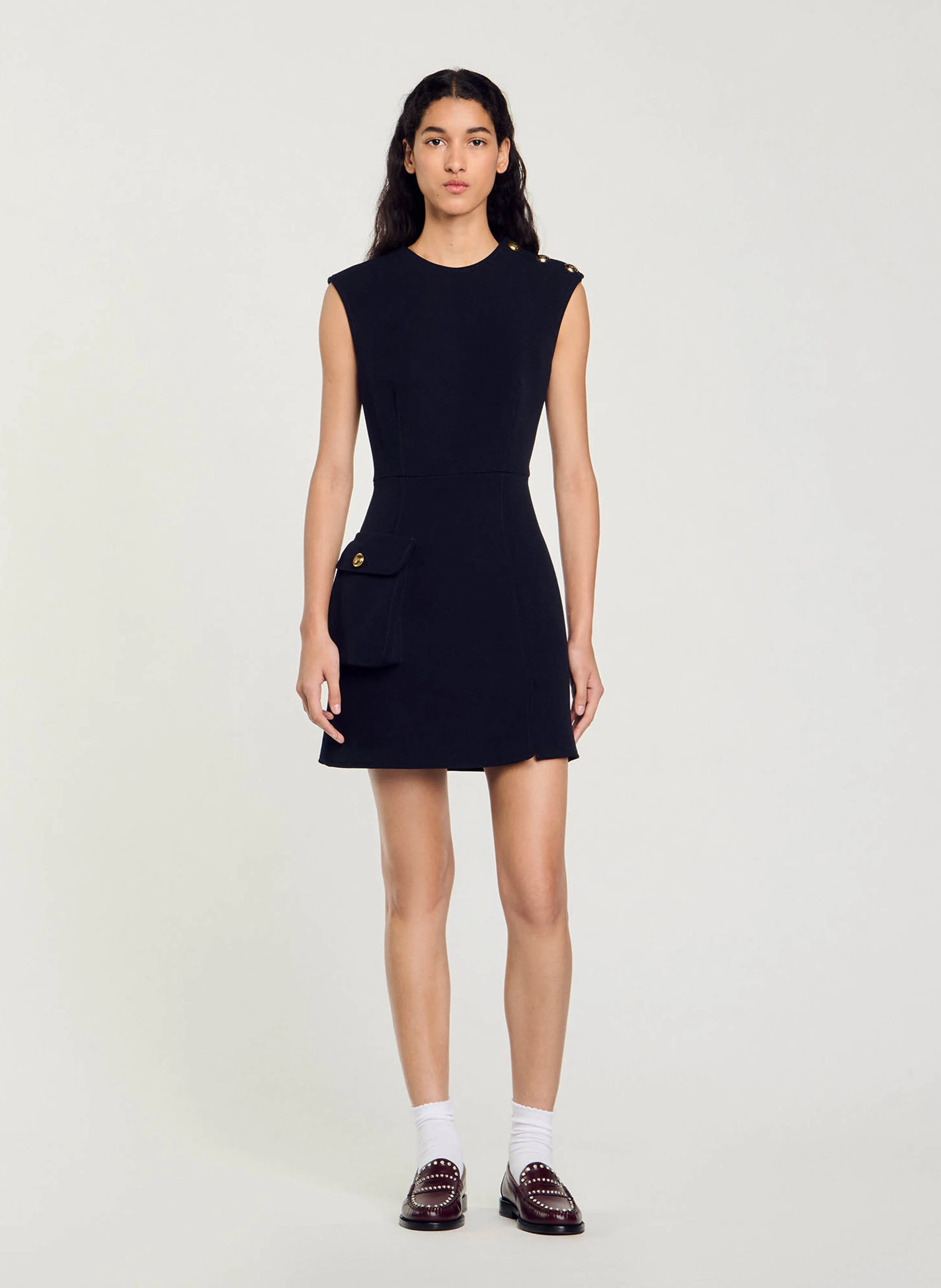 Robe courte moulante à col rond | Bleu