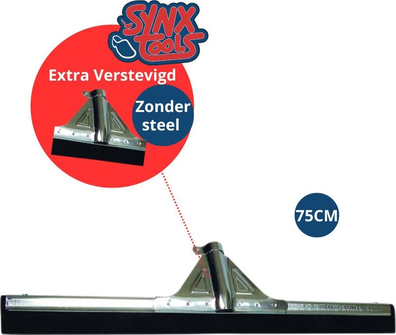 Synx Tools - Vloertrekker - Zwart - Synthetisch Rubber - 75cm zonder Steel