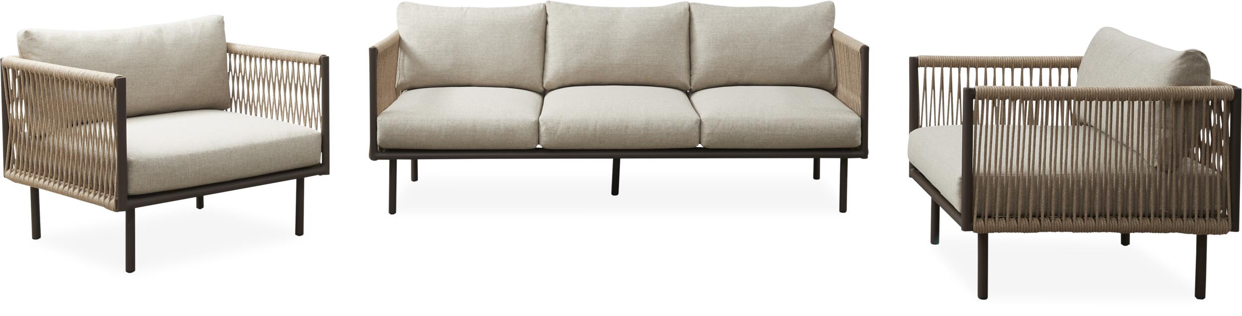 Oblic Loungehavesæt med 3 pers. loungesofa og 2 stk. hvilestole.