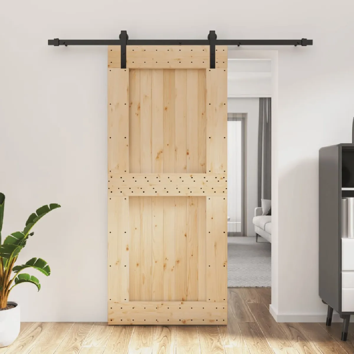 vidaXL Porte coulissante pin massif 90x210 cm