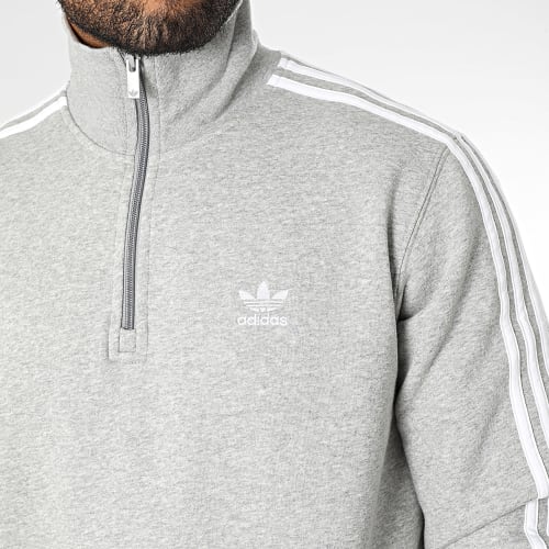Sweat Zippé A Bandes 3 Stripes IL2497 Gris Chiné