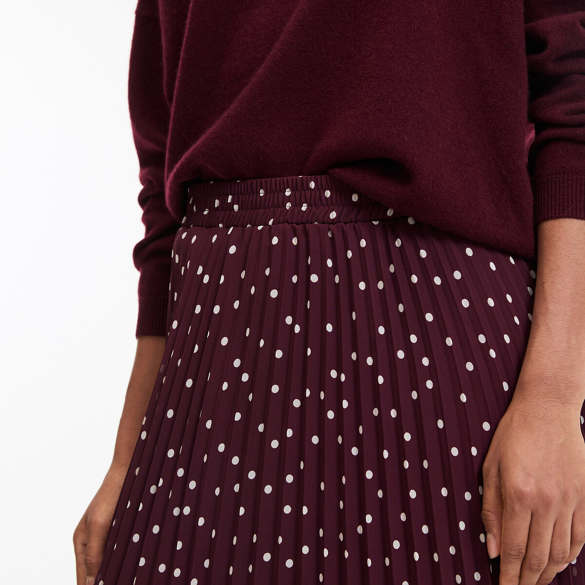 COLEÇÃO LA REDOUTE<br>Saia plissada com bolinhas, longa