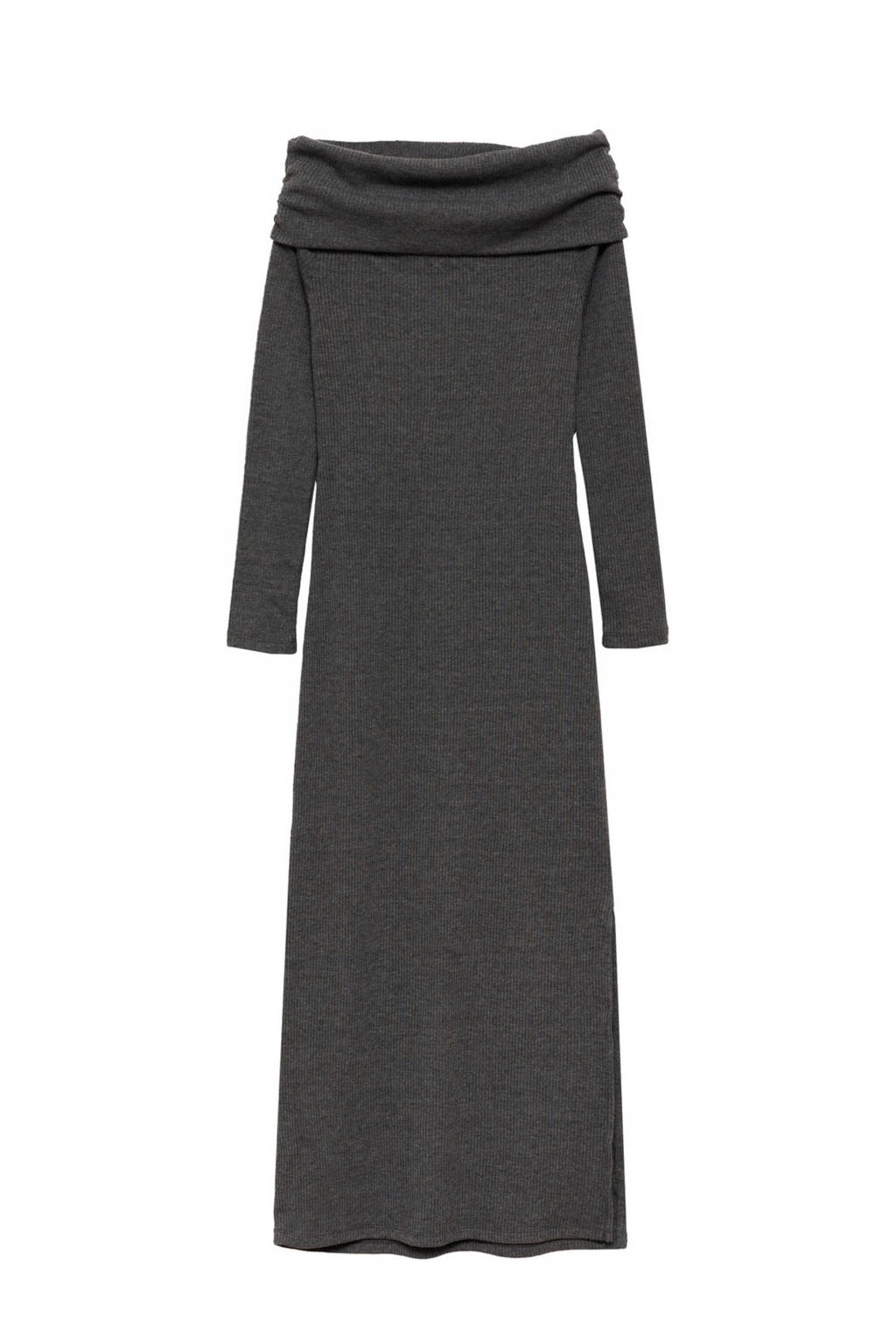 MANGO TEEN off shoulder bodycon jurk donkergrijs