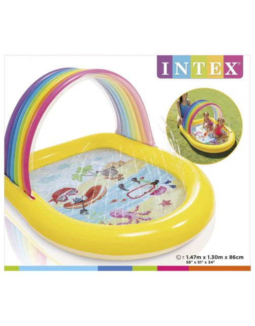 Intex Regenboog Sproei-Zwembad - Easy Set Baden - 147x130x86 cm Leeftijd 2+