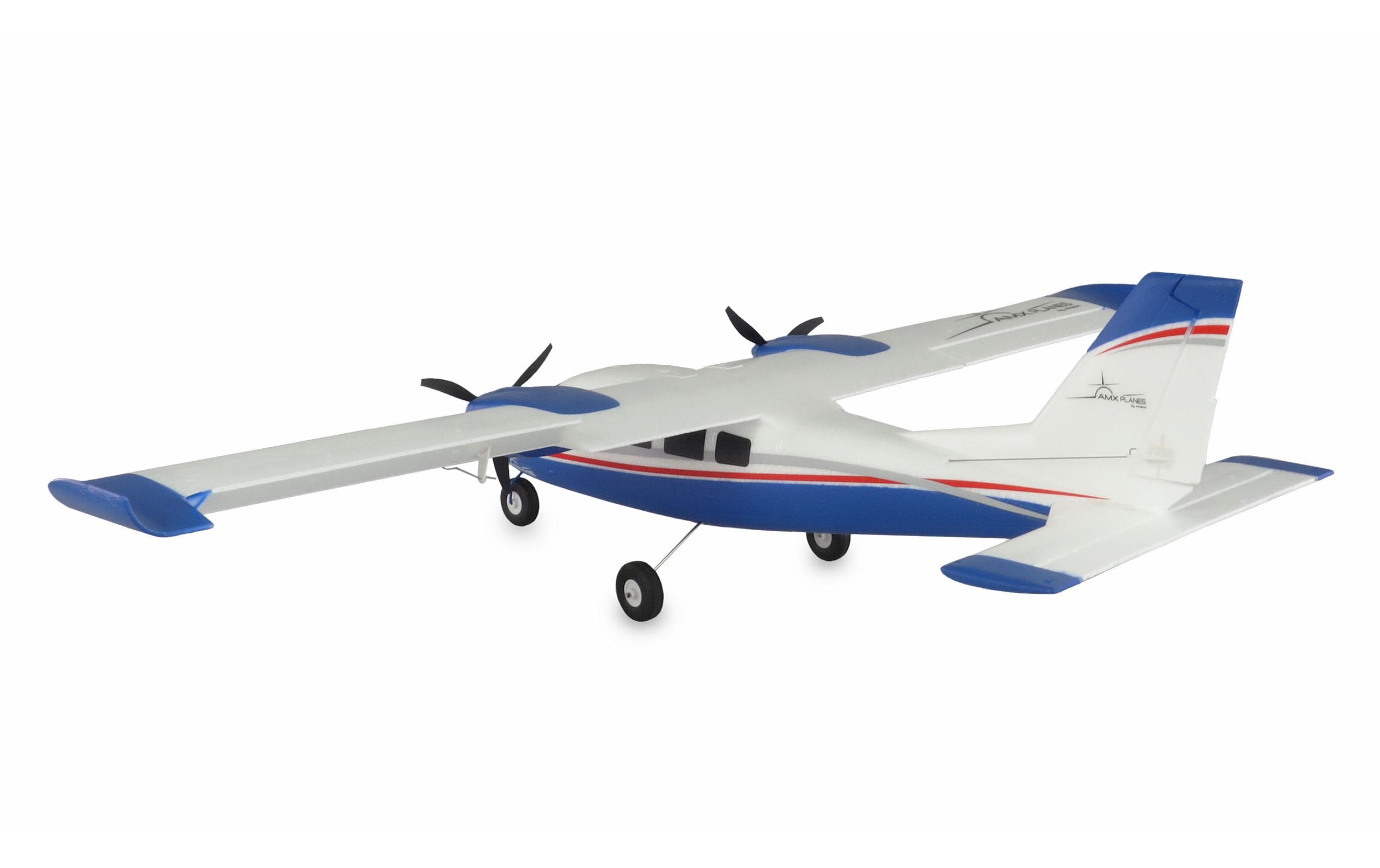 Motorflugzeug P68 Hochdecker 850 mm Blau, PNP<br>Zweimotoriges Trainer-Flugmodell