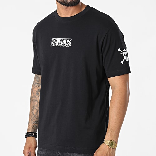 Tee Shirt Oversize Large Front And Sleeve Noir Blanc