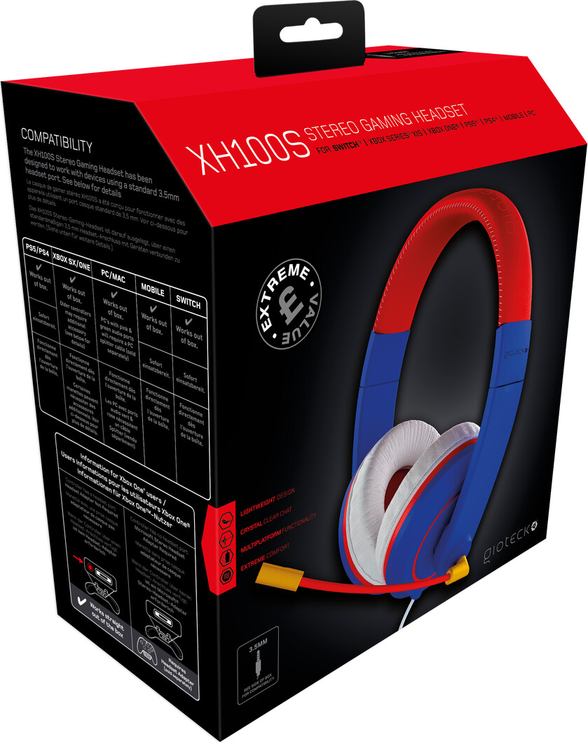 Gioteck Xh-100S - Headset - Blå Rød