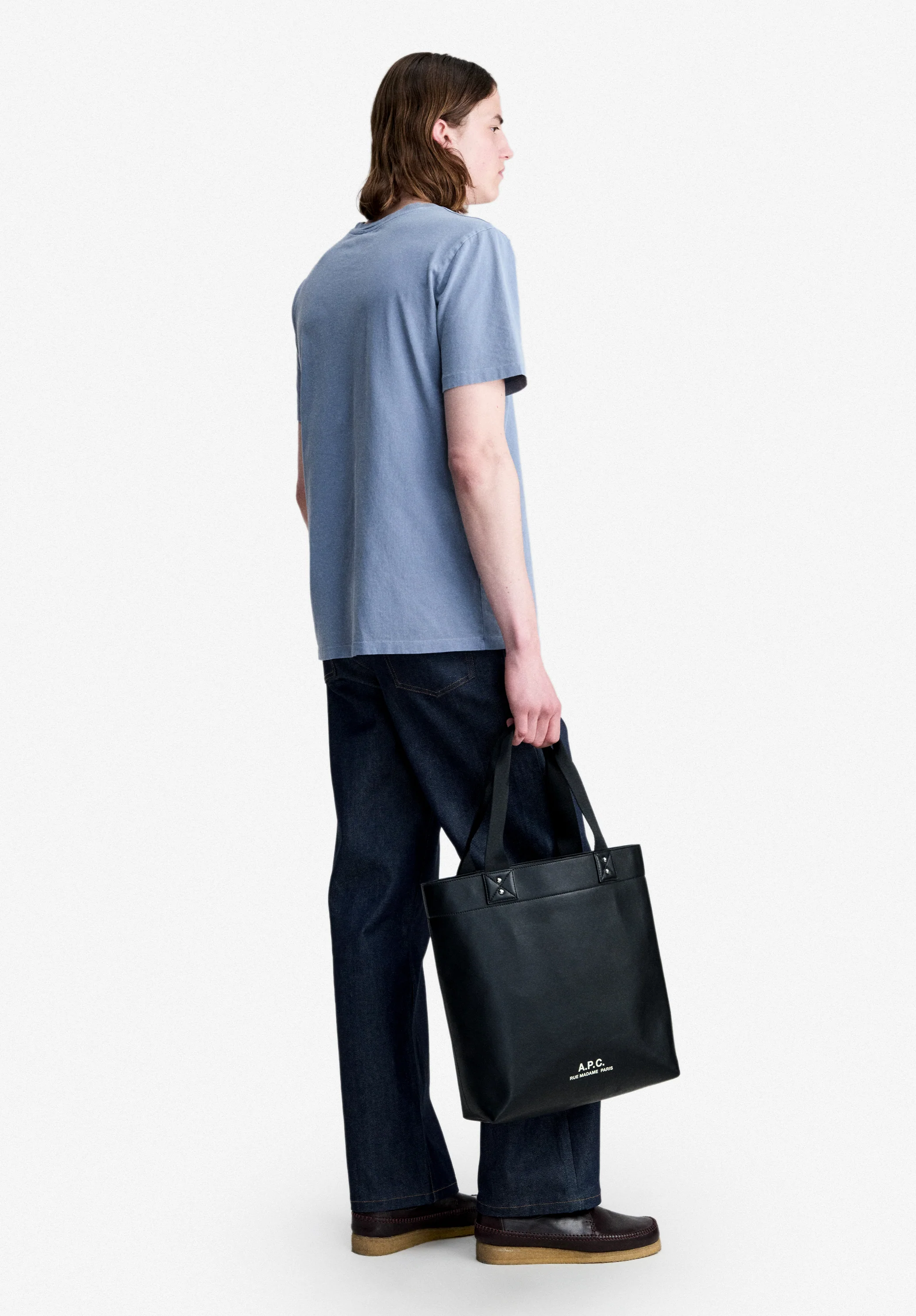 T-shirt bleu gris à logo A.P.C. Rue Madame - Bleu gris