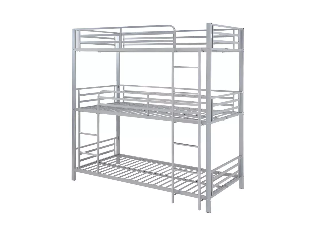 Lits superposés triple 3 x 90 x 190 cm - Métal - Argent - ELOUAN III