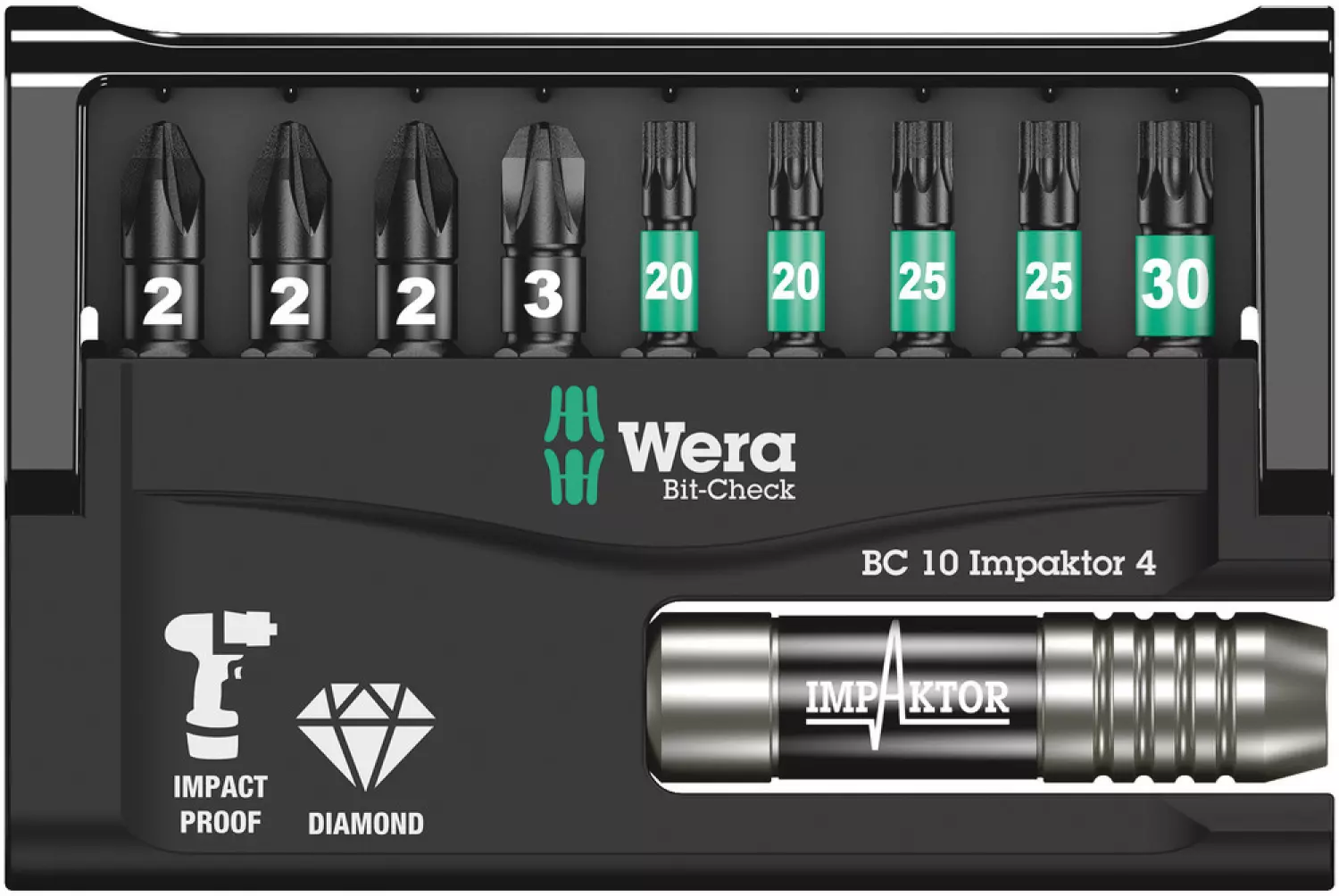 Wera 5057417001 10-delige Bit-Check Impaktor Bitset