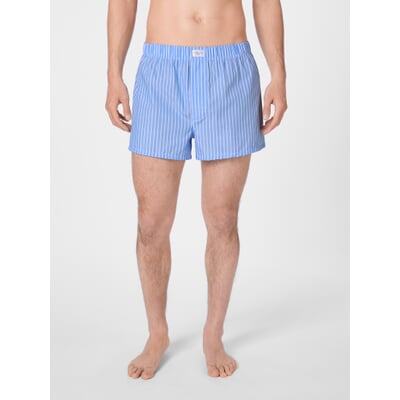 Herren-Boxershorts gewebt, Hellbau-Weiß