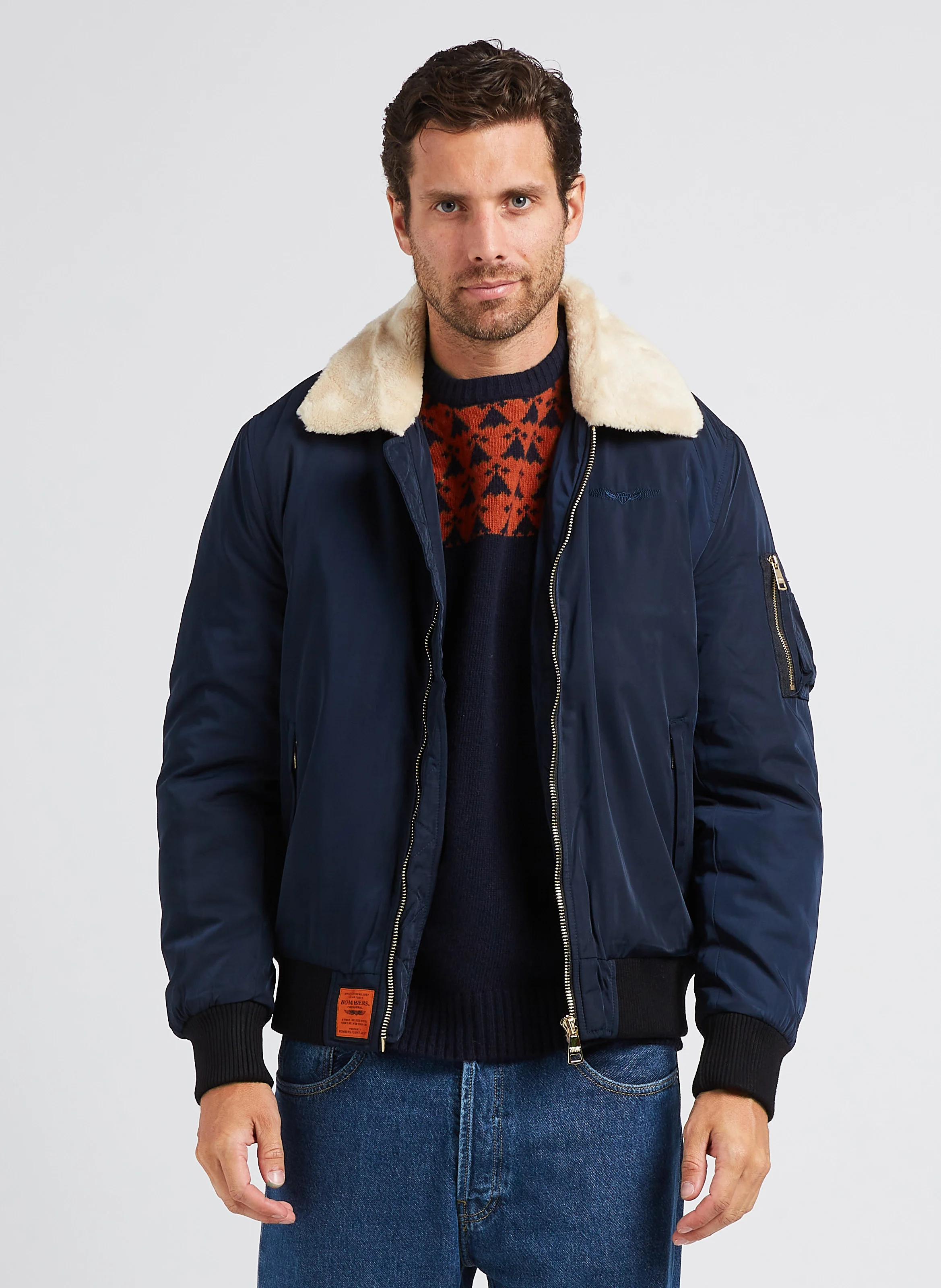 VERSMOLD - Blouson aviateur col classique | Bleu