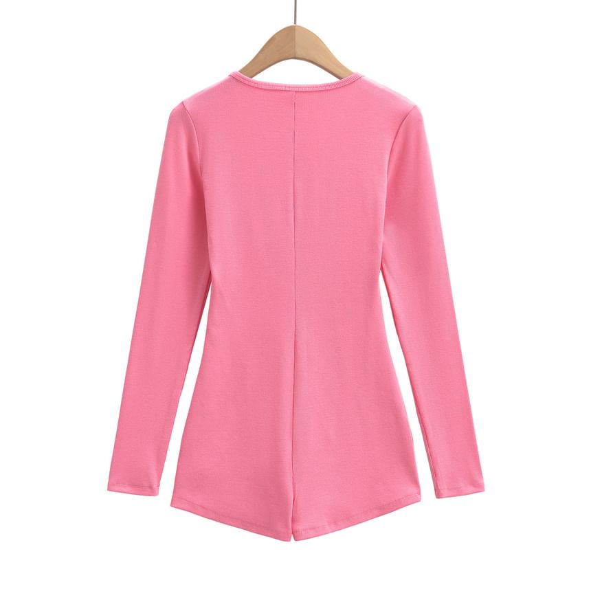 Asiris - Romper met lange mouwen, V-hals en effen, slim fit