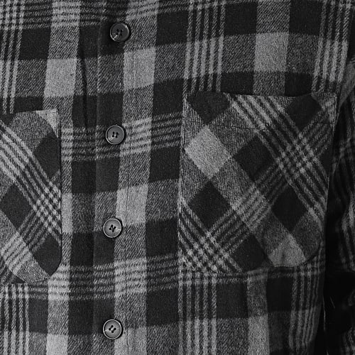 Chemise Manches Longues à Carreaux Gris Noir