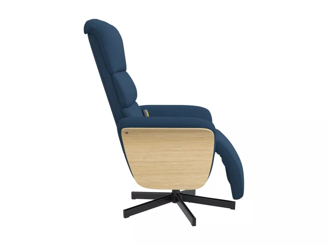 Fauteuil inclinable de massage avec repose-pieds bleu tissu