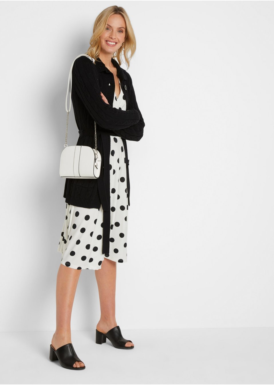 Gilet long en maille à motif torsadé