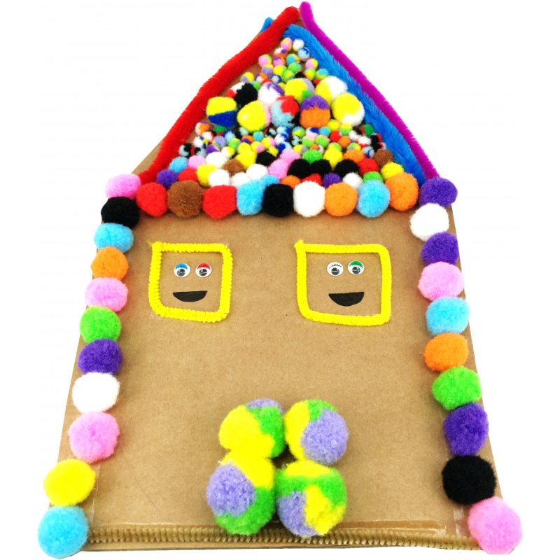 Pack creatif sodertex de 900 pcs avec pompons normaux et   tricolores, chenilles et yeux mobiles coloris assortis