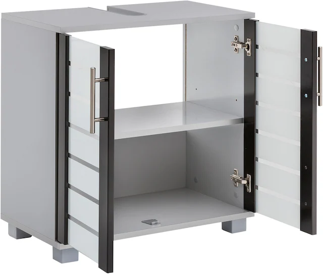 Schildmeyer Waschbeckenunterschrank »Nikosia« Höhe 64 cm, mit Glastüren, hochwertige MDF-Fronten, Metallgriffe
