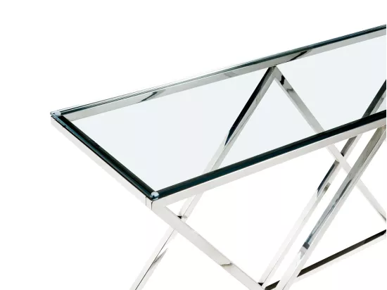 Console CHARLOTTE de Pascal MORABITO - Verre trempé et acier - Chromé