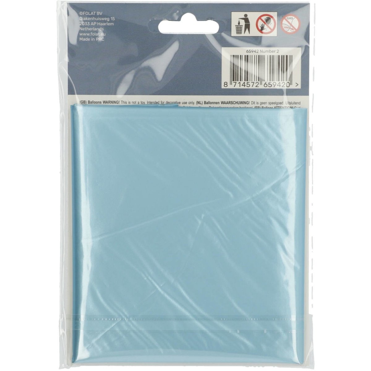 Folie Ballon Cijfer 2 Pastel Blauw XL 86cm leeg