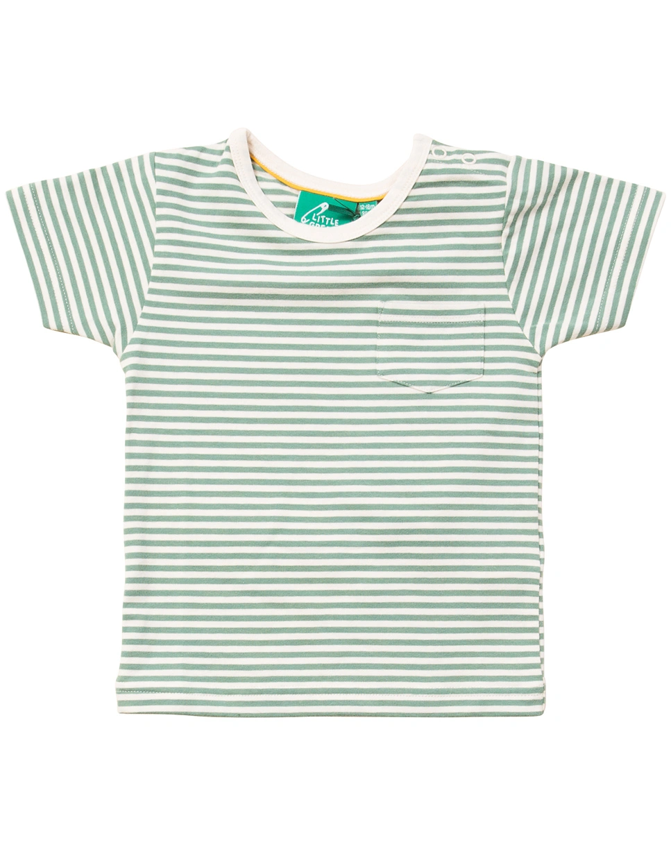 T-Shirt GREEN STRIPES in weiß/grün