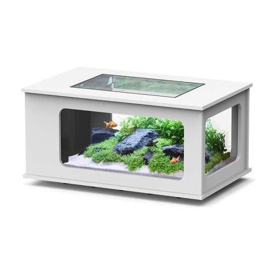 Table basse Aquarium Mesa Salao équipée Blanche L.100x P.63x H.51,5cm