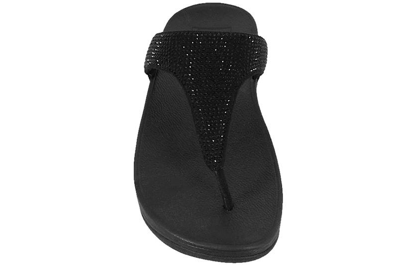 FITFLOP™ LULU CRYSTAL EMBELLISHED TOE-POST SANDALS BLACK