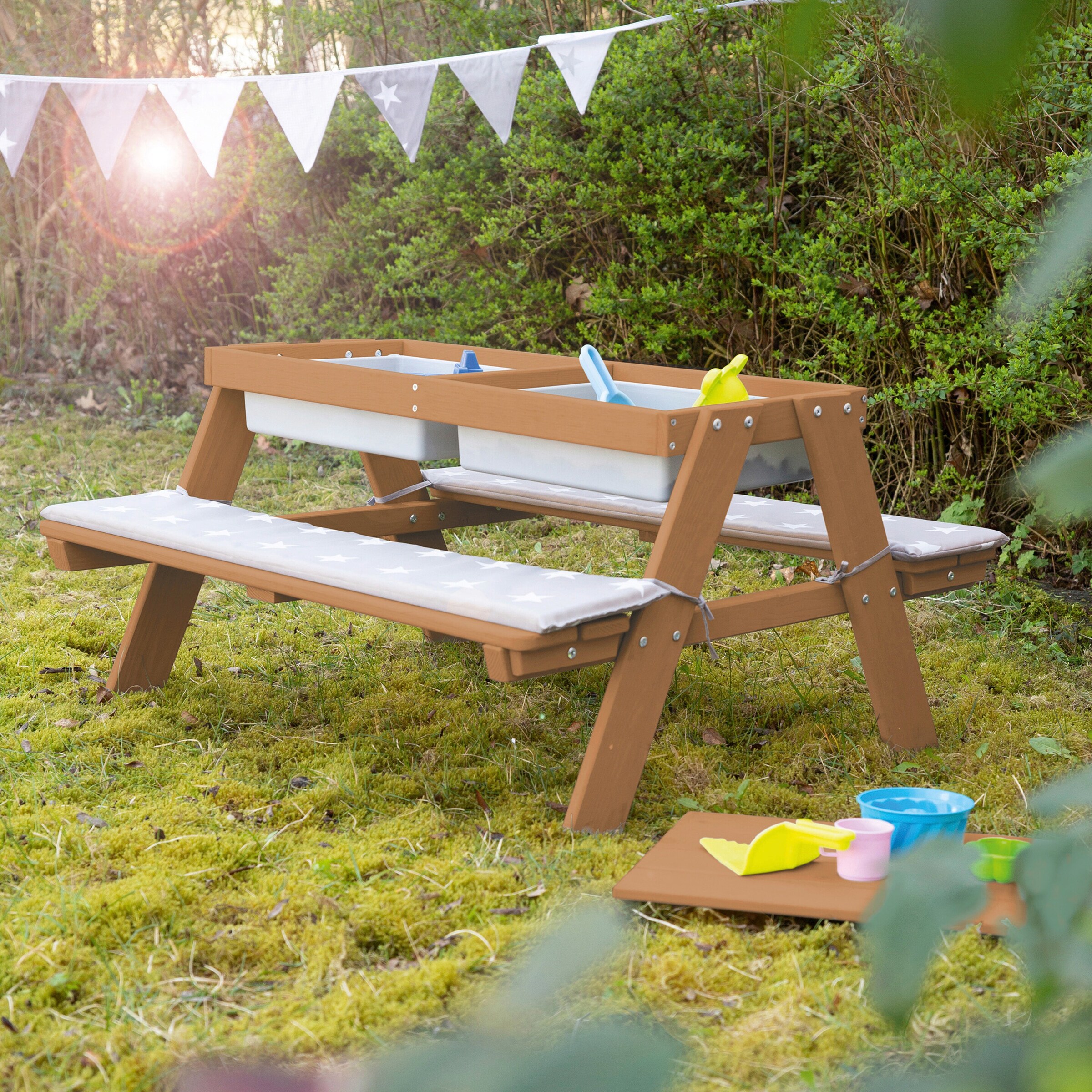 roba Kindersitzgarnitur Outdoor + mit Spielwannen und Bankkissen Little Stars