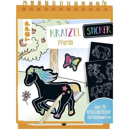 topp-kreativ Kratzel-Stickerbuch Pferde