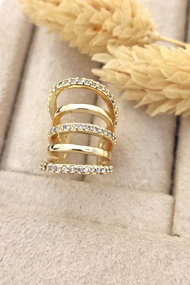 Earcuff doré à l'or fin - Zircons