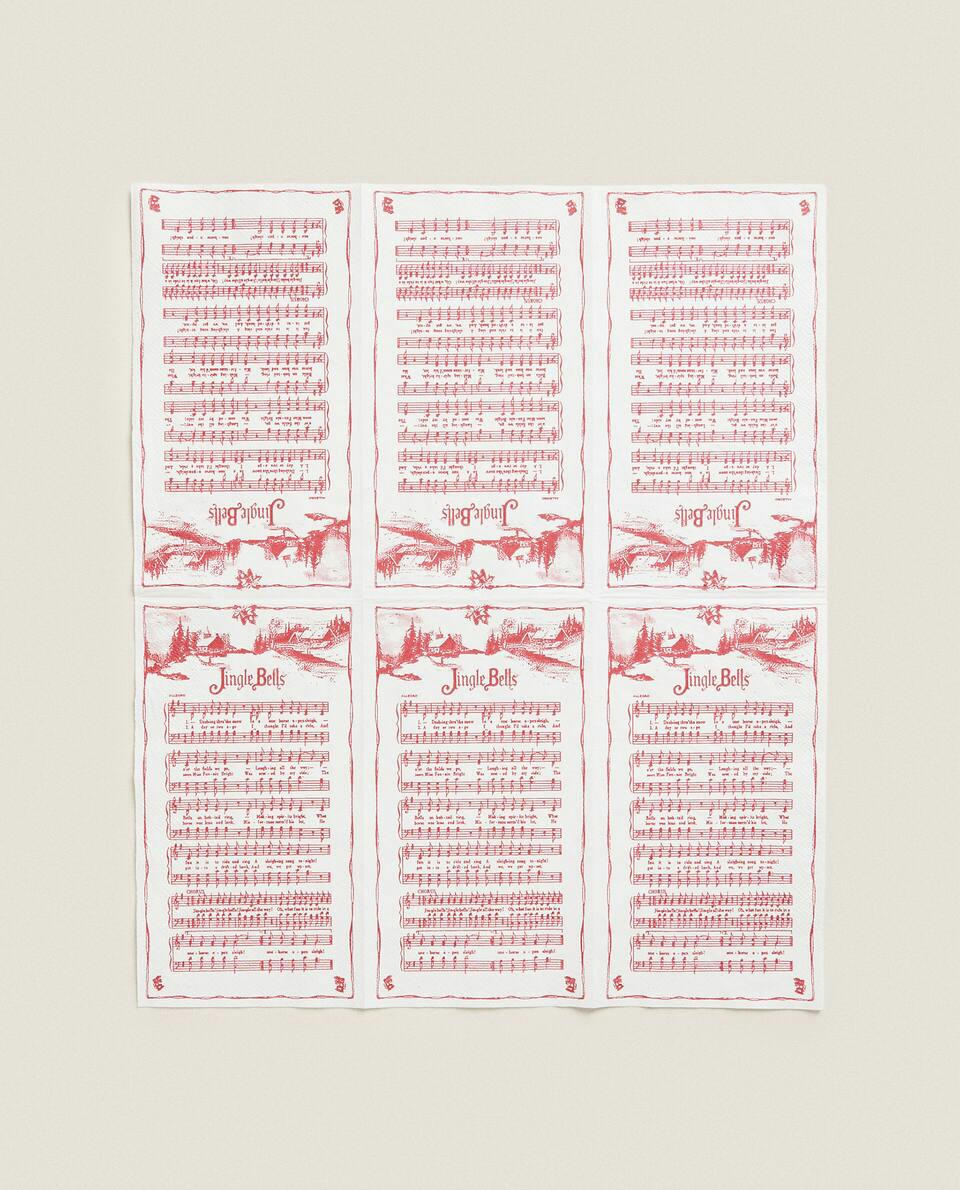 PACOTE DE GUARDANAPOS DE PAPEL COM MÚSICAS DE NATAL (PACOTE COM 30)