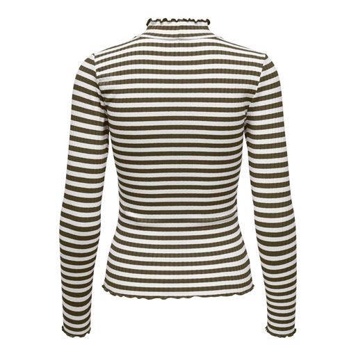 JDY Fransiska Langærmet Bluse, Cloud Dancer/Dark Olive, XS