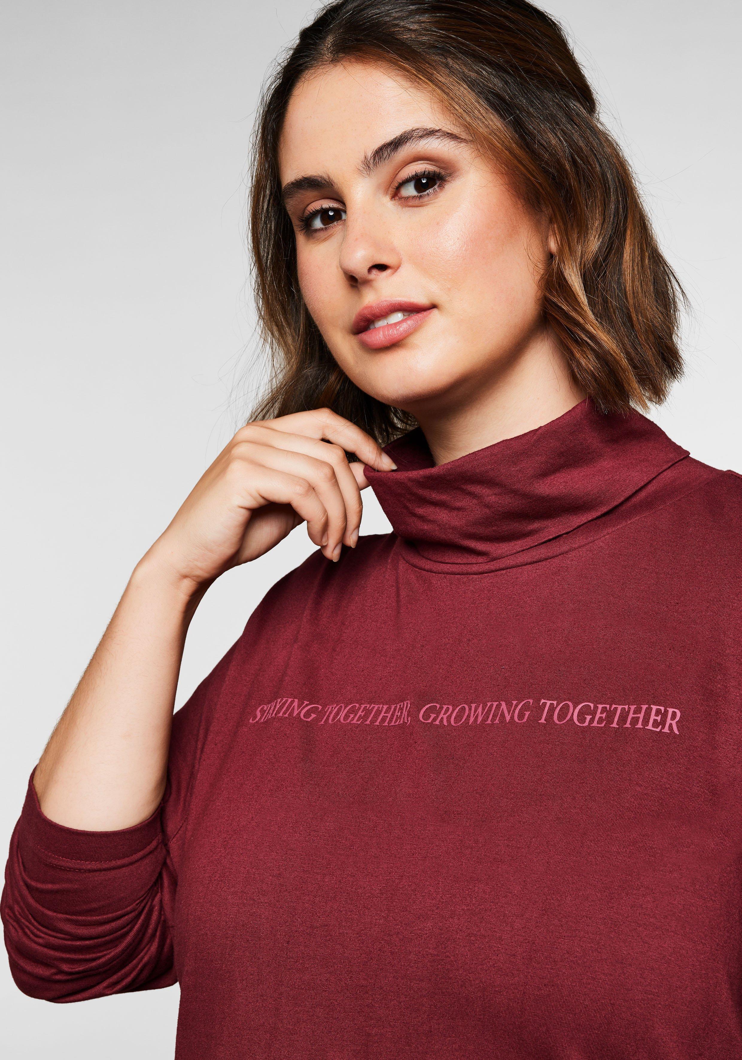 Langarmshirt mit Rollkragen und Statementdruck
