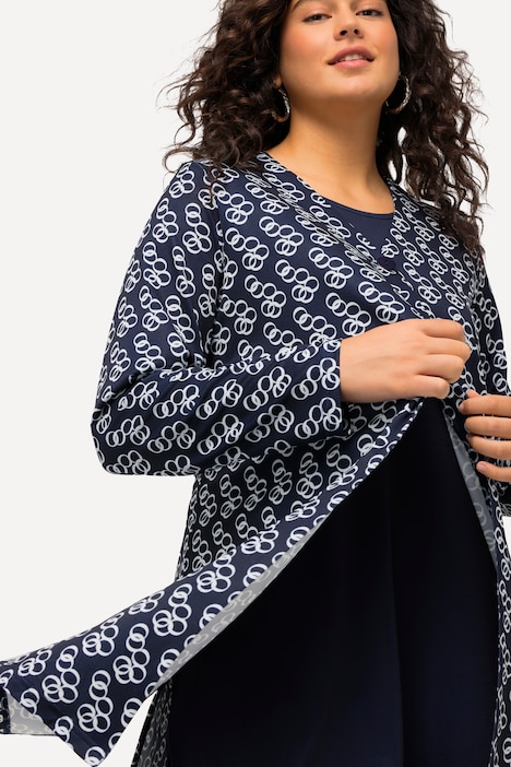 Jerseyjacke, Ringmuster, A-Linie, V-Ausschnitt