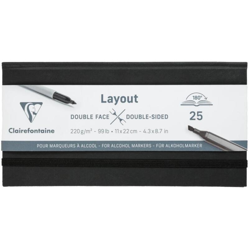 Layout double-face carnet ouverture à plat 25F 11x22cm 220g - Noir