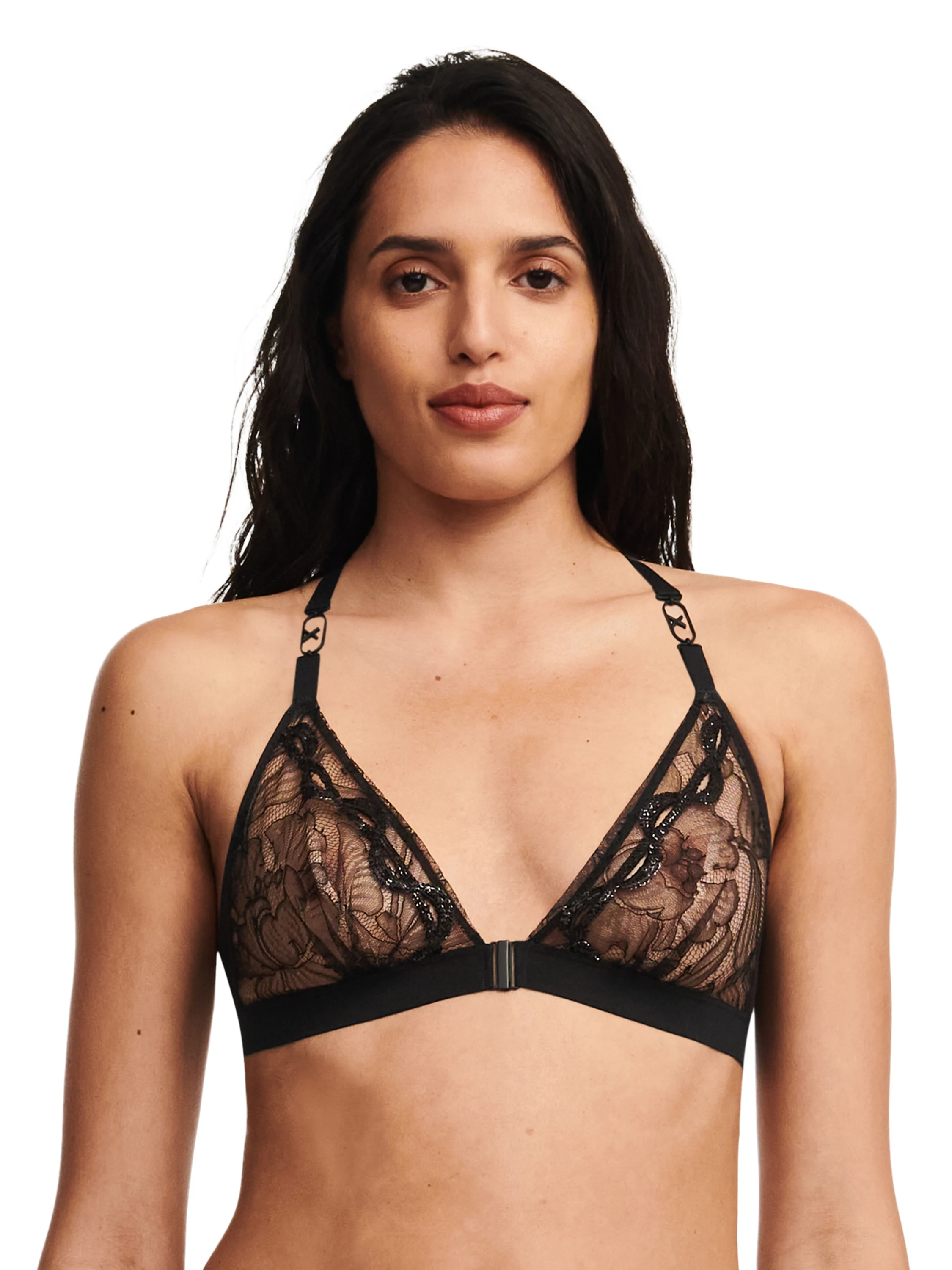 X TRAVAGANT - Soutien-gorge sans armature triangle broderie | Noir