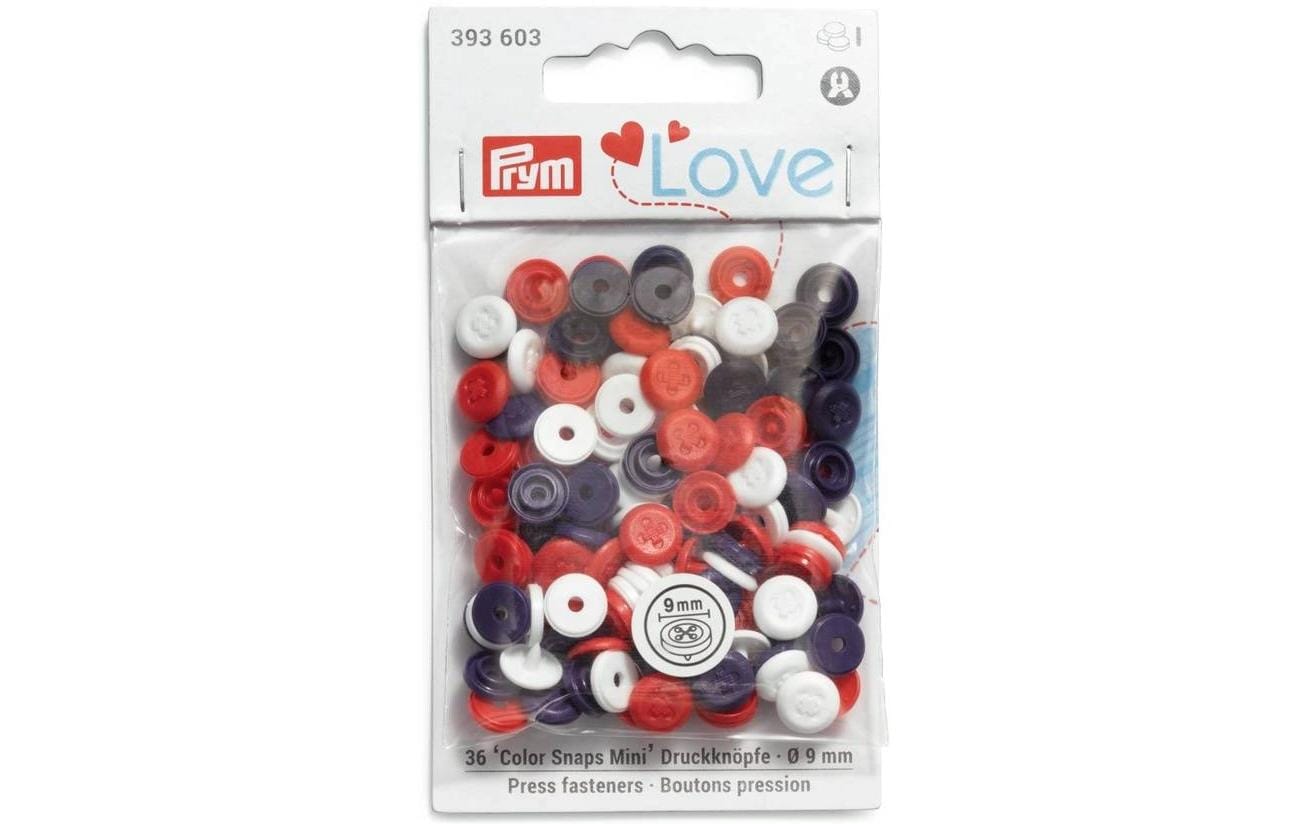 Druckknöpfe Color Snaps Mehrfarbig, Ø 9 mm, 36 StückNähfreie Druckknöpfe Mini