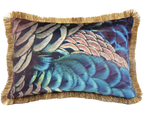 Decoratief kussen pauw blauw/groen 40x60 cm