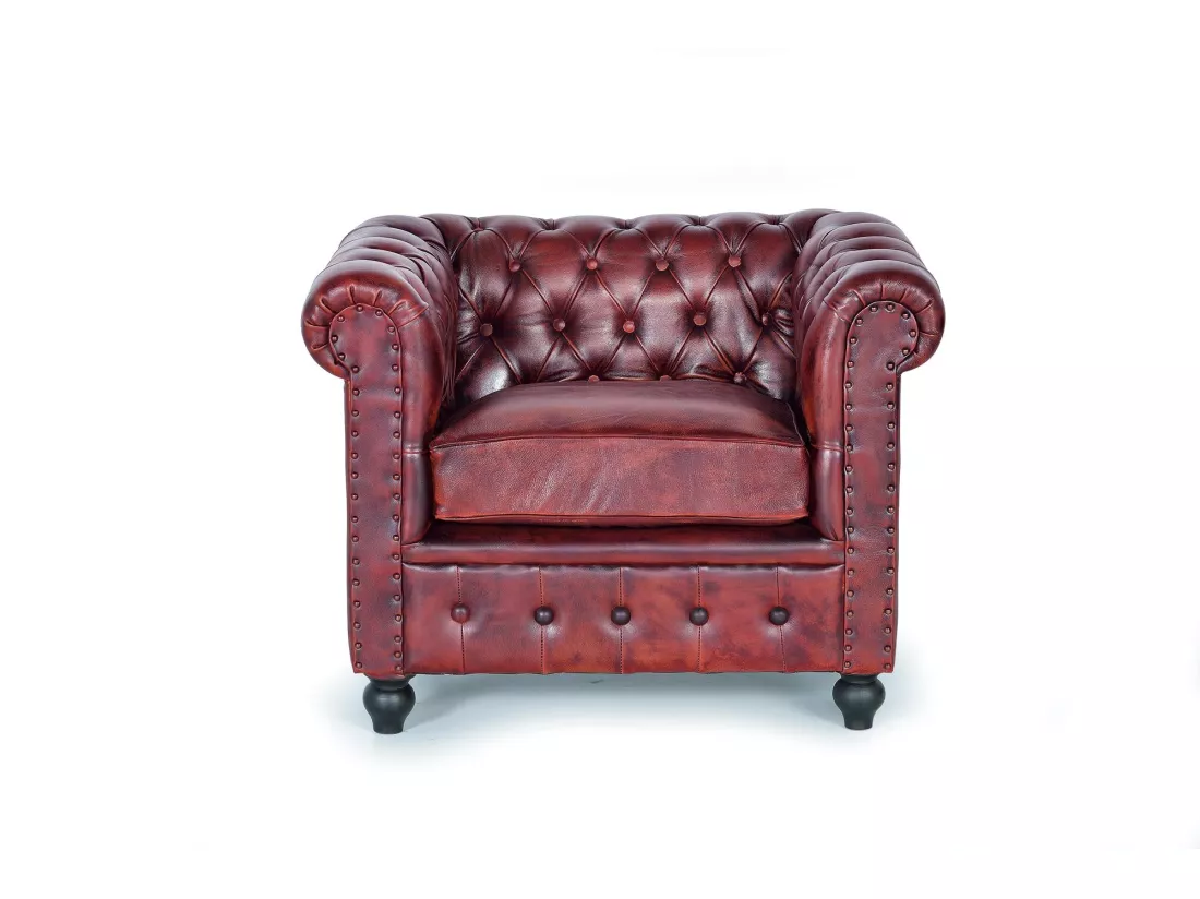 Fauteuil Chester en cuir Marrón.Giner y Colomer.72x86x96