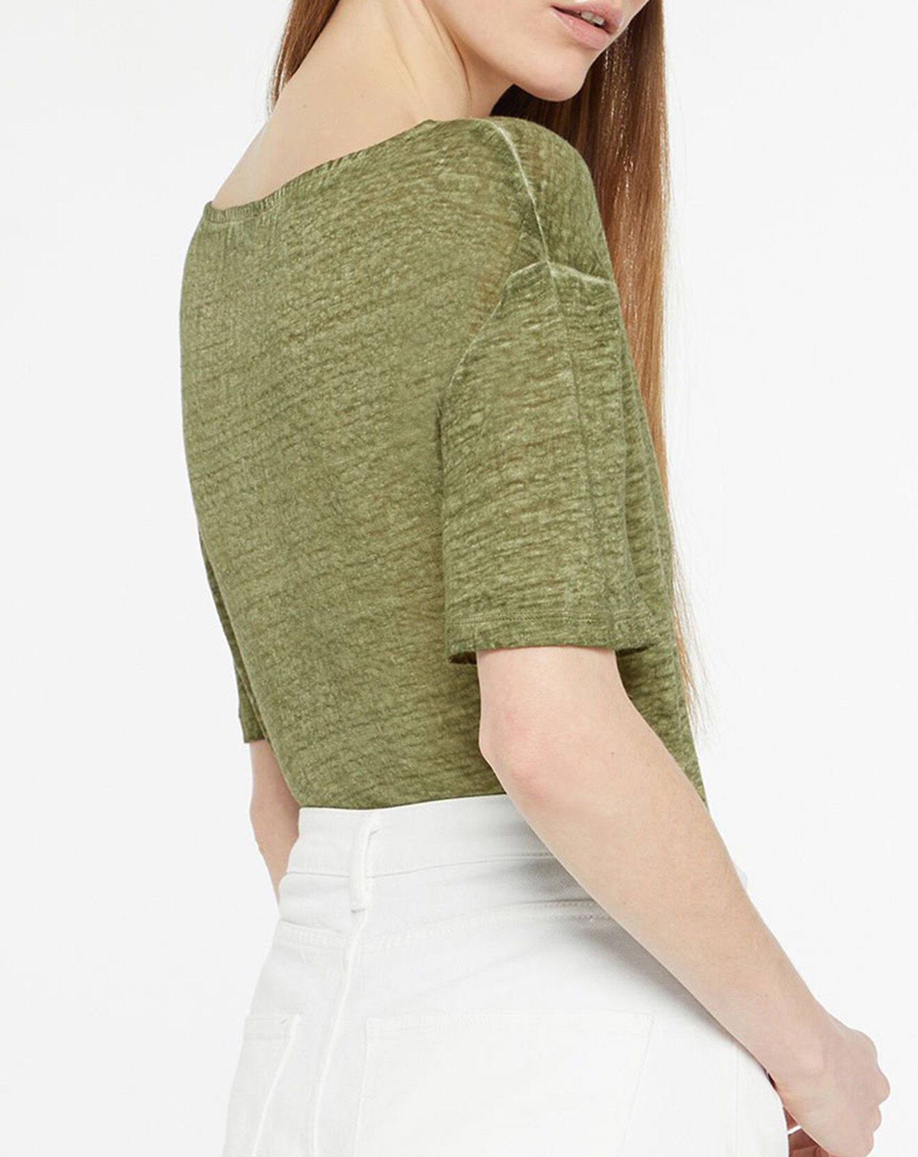 Galeries Lafayette T-Shirt 100% Lin Nada kaki