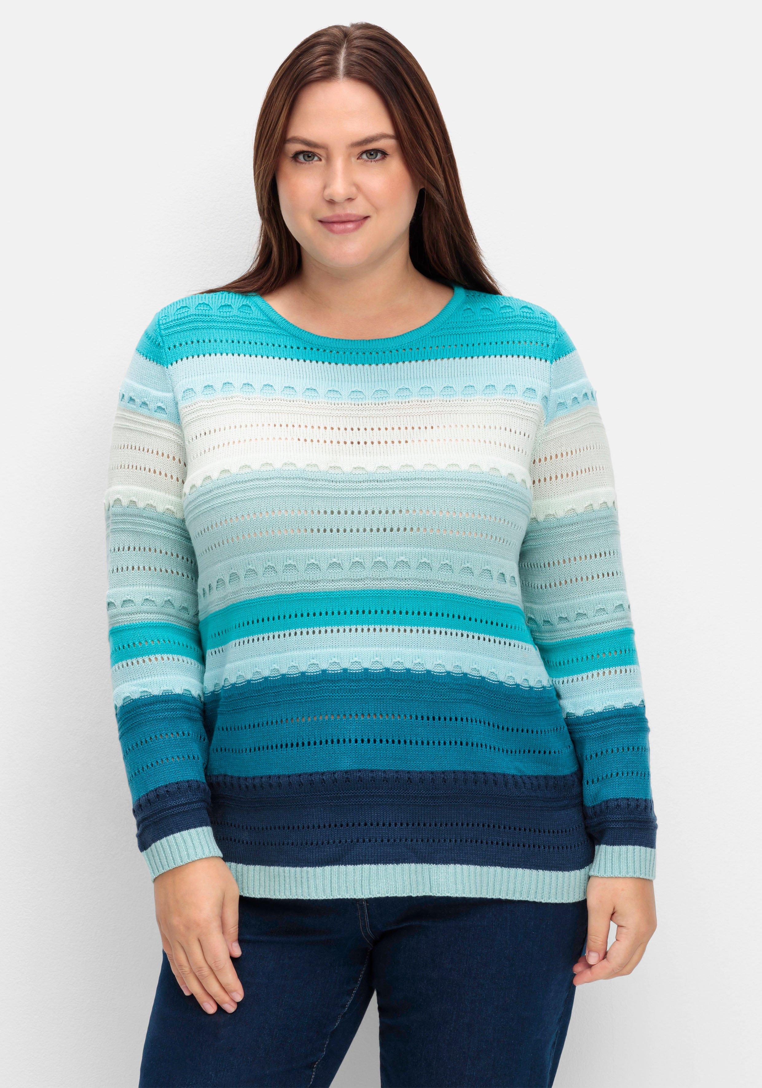 Pullover im Colorblocking und Ajourstrickmuster