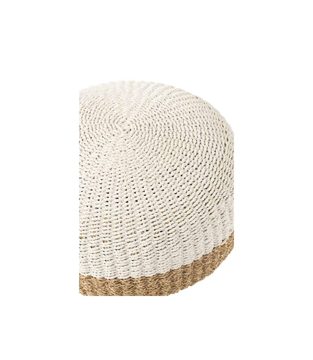 Paris Prix - Pouf Boule zostère 60cm Blanc & Naturel