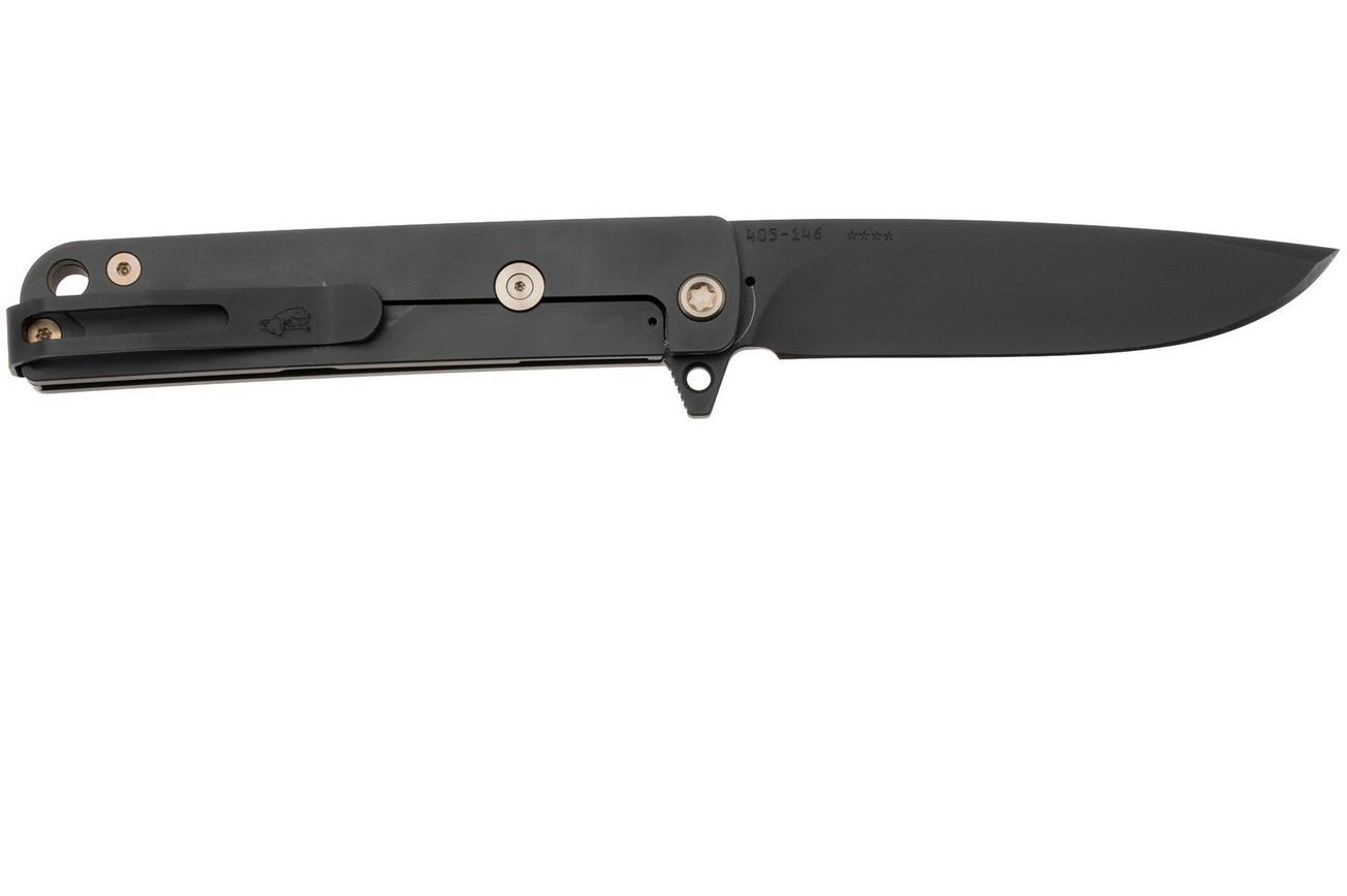 Medford M-48, 25-M48-03, S45VN DLC Blade, Black Aluminum Handle, Bronze Hardware zakmes