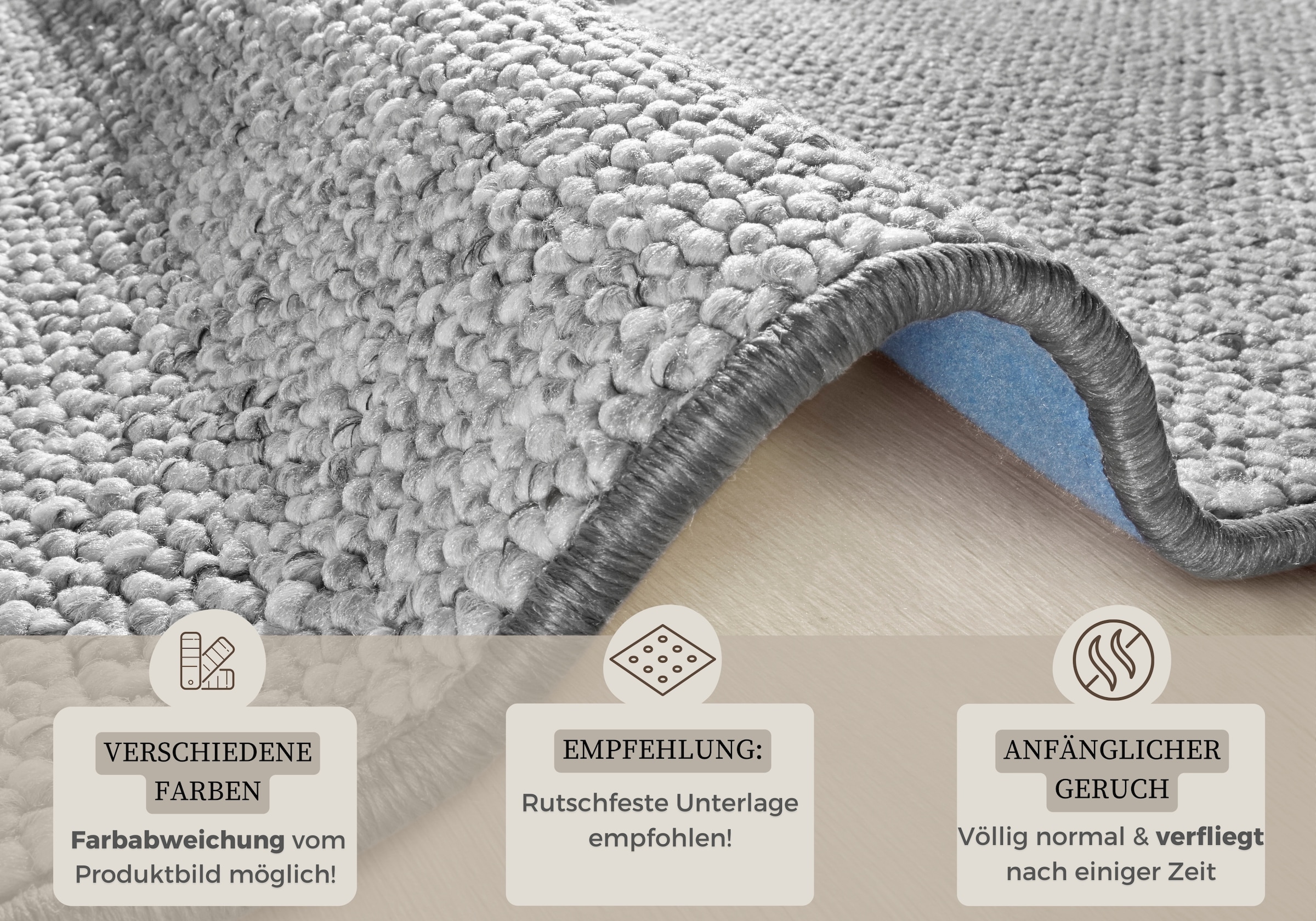 HANSE Home Teppich »Wolly 2« rund 12 mm Höhe Flachgewebe, Skandi, Woll-Optik, Esszimmer, Wohnzimmer, Flur