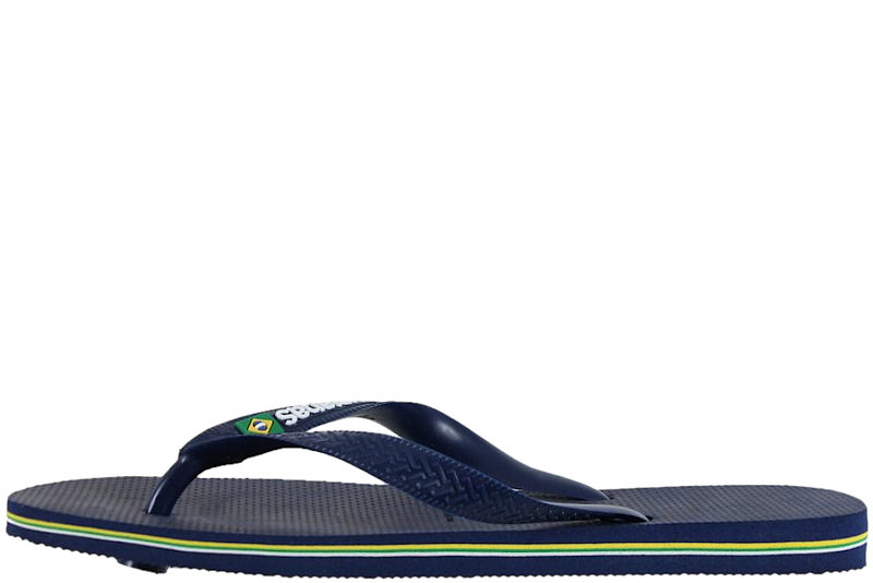 HAVAIANAS BRASIL LOGO KLIPKLAPPER I NAVYBLÅT GUMMI