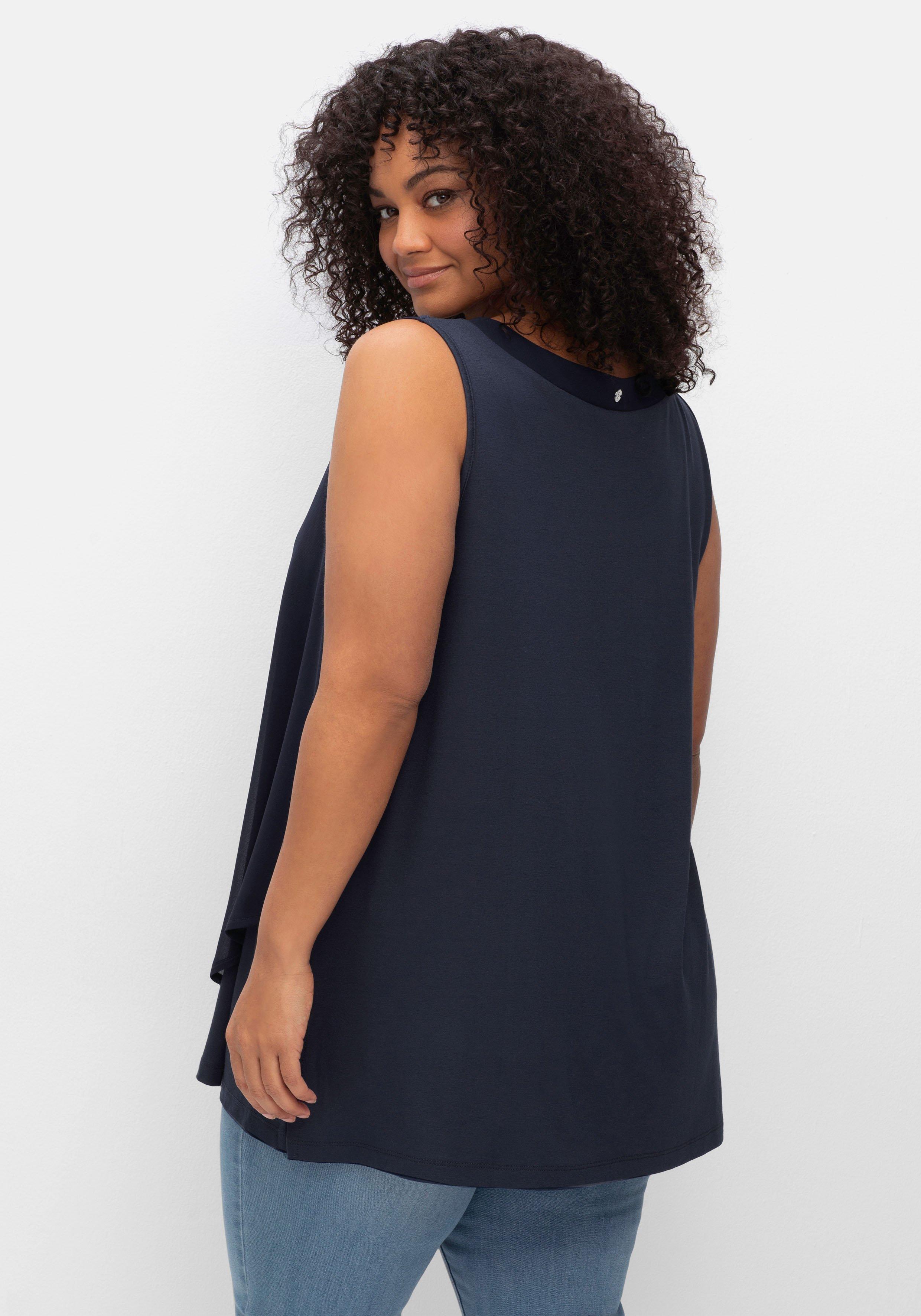 Doppellagiges Top aus Chiffon und Jersey